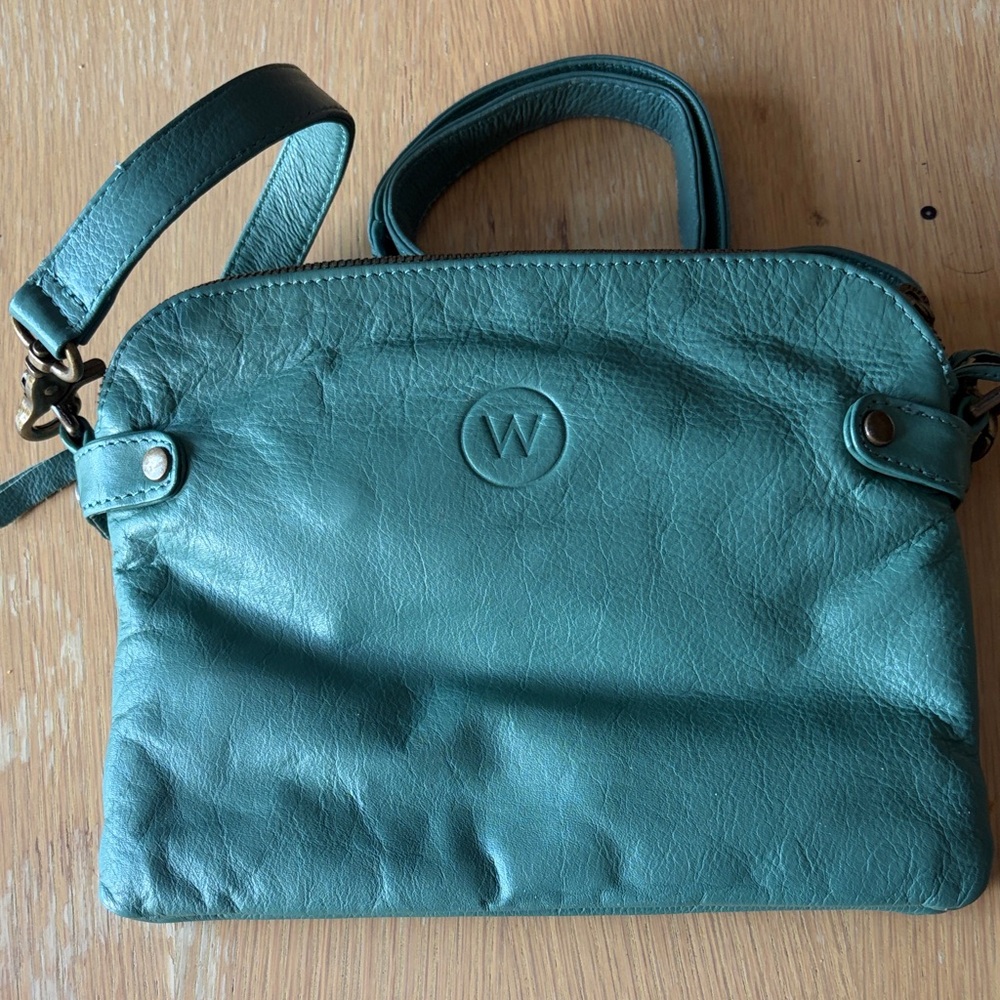 Wanderers Aqua Leather Crossbody Bag - Picture 2 of 3
